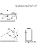 Technical diagram of Eight Piece Linear Actuator Mounting Brackets Heavy Duty Metal with 8mm and 6mm hole measurements