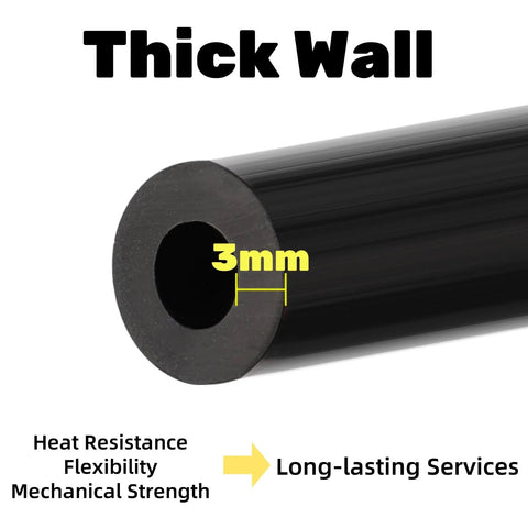 Close-up of ZAVOOS silicone vacuum hose set, six pieces, 1/8–3/8 in diameters, 5 ft total, high-temp automotive tubing.