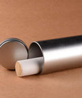 Hella Smooth 2 Pack Smokeless Moxibustion Extinguisher Tube, silver steel, open with herbal therapy stick visible.