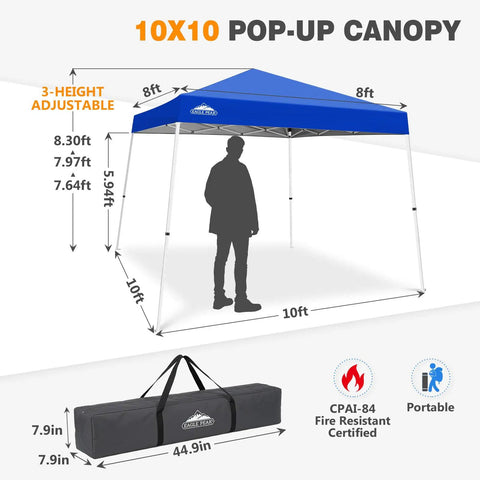 10x10 Pop Up Canopy Tent With Easy One Person Setup Center Lock System For Instant Outdoor Beach Shelter Portable Shade
