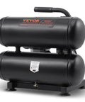 Heavy Duty Oil Free Air Compressor 4.6 Gallon Steel Tank 1 HP 120 Psi Max Ultra Quiet Portable Workhorse For Auto Repair Tire Inflation And Spray Painting That Delivers No Sweat Daily in compact black design.