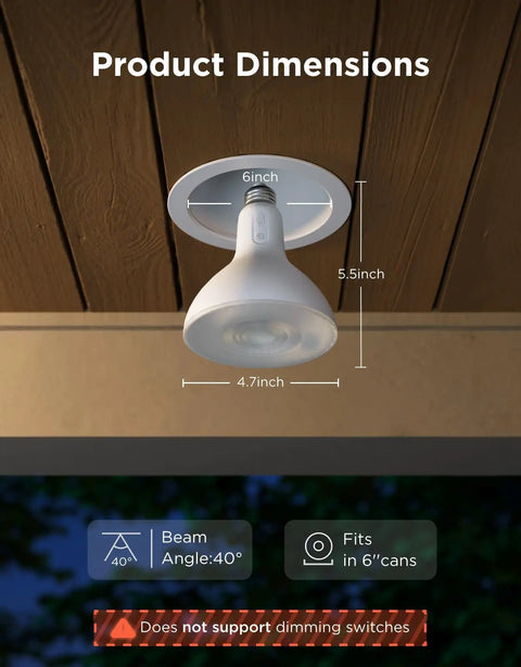 Smart Par38 Led Flood Light Bulbs 2 Pack, Slick Ip65 Waterproof Outdoor Garden Spotlight, 1300 Lumen Heavy Hitting Brightness For Yard Projects And Patio Vibes