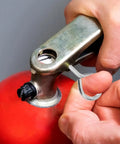 Premium Fire Extinguisher Pin Set With Red Tamper Seals For Home And Office Vehicle Safety Locks being accessed, red extinguisher