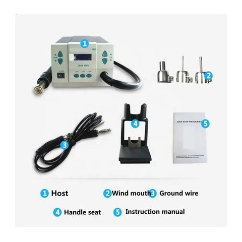 Hot Air Rework Station With Digital Temperature Control And Thermal Blower, Fast Heat Up For PCB Repair, with accessories