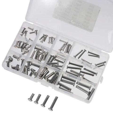 Clevis Pin Assortment Kit For M3 M4 M5 Size Pins In 304 Stainless Steel T Shape Location Pins With Holes 12 Pin Types