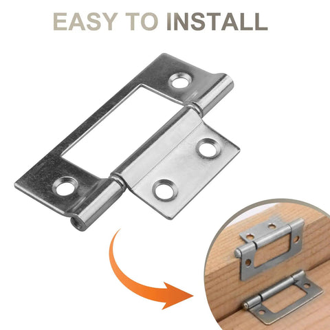 Nickel Plated Non Mortise Bifold Door Hinges 3 Inch By 1 Inch Built To Last Sturdy Two Pack For Cabinets Wood Doors Dressers Windows And More Easy Install Rust Resistant High Quality Construction installed on wood door