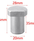 Heavy Duty Stainless Steel Workbench Peg Brake Stops Clamp For Woodworking Dogs And Non Slip Clamping Pad, side view with dimensions