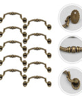 European Style Drawer Handles Set Of 10 No Drill Cupboard Pull Knobs For Cabinets And Dressers Bedroom Furniture Hardware Easy Install Durable Metal Pulls With Classic Look shown in coffee finish with close-up details on design.