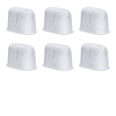 Premium Activated Charcoal Coffee Water Filter Inserts, six white filter cartridges for brewing water purification.