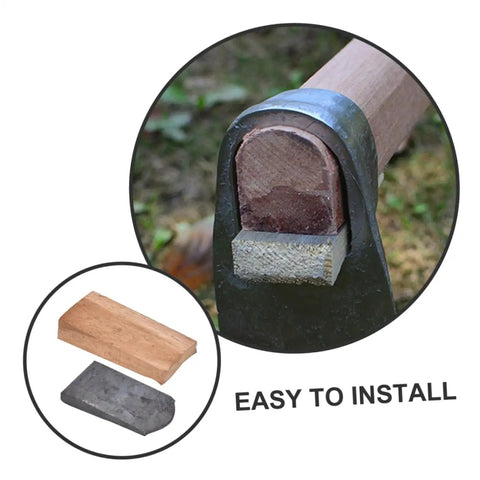 4 Piece Garden Hoe Head Fixer Replacement Parts Kit With Iron Pin And Wooden Handle shown with easy install details