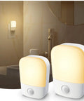Two Pack Plug In Night Light With Dusk To Dawn Sensor Auto On Off 3000K Soft Warm Glow 30 And 60LM Adjustable Brightness