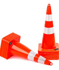 10 Pack 28 Inch Traffic Safety Cones With Reflective Collars For Day And Night Visibility Built Tough Heavy Duty PVC Orange Cones