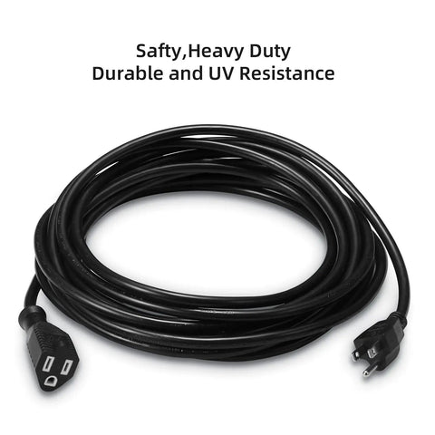 All Weather Waterproof Power Extension Cord 16 AWG Heavy Duty SJTW Indoor Outdoor 10 Ft NEMA 5-15P To 5-15R 2 Pack Black UL Listed