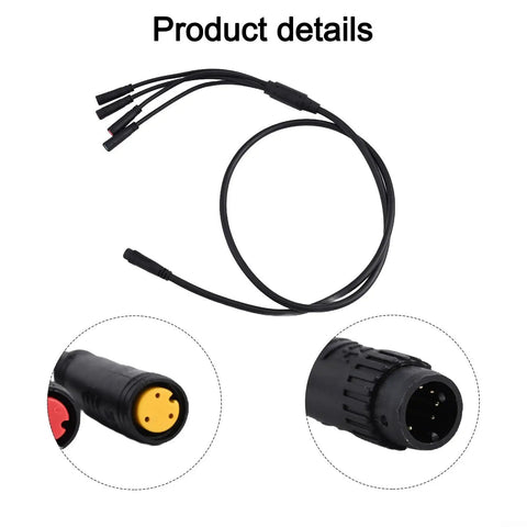 Ultra Long 8 Pin E Bike Cable Throttle Display Brake Sensor For 24 To 72V Systems One To Four Split Connector Upgrade Rig, 105cm black cable