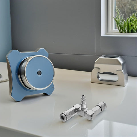 360 Degree Swivel 2 Way Air Hose Splitter With Nickel Plated Steel Pneumatic Fitting on a white surface