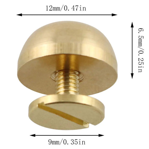 Straight Fire Brass Half Inch Purse Feet With Screw Back Spike Studs For Handbags And Leather Craft Diy showing detailed brass stud dimensions.