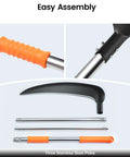 20 Inch Scythe Tool For Grass Cutting With Adjustable Dual Hand Grip, 3 Stainless Steel Poles, Assembly Components