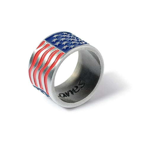 Patriotic American Flag Collar Ring For Walking Canes, 7/8 Inch Inner Diameter, raised star detail with flowing stripe design