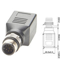 Beefy M12 A Coding 8 Pin To RJ45 Cat6 Shielded Industrial Ethernet Adapter IP67 Bulkhead, nickel plated, diagram and dimensions.