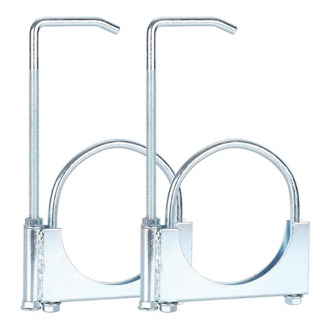 Beefy 4 Inch Universal Exhaust Clamp With Rear Hanger Set Of 2 in galvanized steel with serrated anti-slip nuts