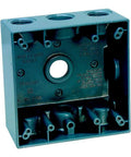 Weatherproof 2 Gang Electrical Box With Four Half Inch Knockouts 31 Cu In Capacity Die Cast Metal Housing Gray