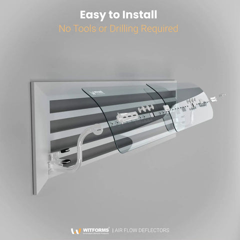 Adjustable AC Air Deflector Grille, Extends From 24 To 43 Inches, 360 Degree Rotatable Vent Shield, Fits Most Standard Central Air Vents, Clear Transparent Design, Measure Vent Opening Before Purchase