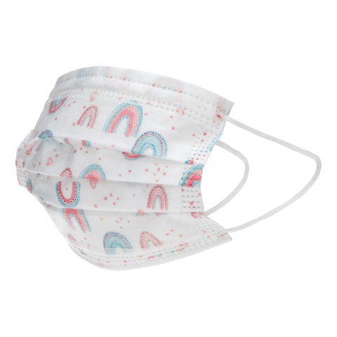 Kids Disposable Face Masks For Girls Aged 6 To 12, 10 Pack, Breathable Protective Masks with fun print design, side view
