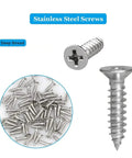Stainless Steel Screws with deep threads, shown individually and in a group, ideal for Heavy Duty Stainless Steel Mending Plates 12 Pack With Screws.