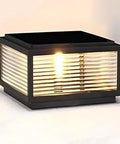 Side view of Built To Last Tough As Nails Outdoor Post Light 10x10 Inch Column Lamp With IP54 Waterproof Steel And Tempered Glass.