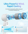 High Speed Portable Handheld Turbo Fan USB Rechargeable Pocket Fan for Travel Outdoor Home Office Use showing motor details