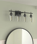 Farmhouse 4 Light Vanity Lights for Bathroom Wall Sconces With Clear Glass Shades Black Finish Rustic Modern Vanity Fixture