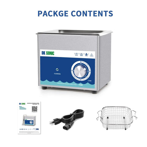 Ultrasonic Cleaner 1.5L 60W Stainless Steel Jewelry And Eyeglasses Cleaner with basket, cable, and manual