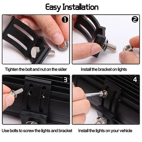 Installing Bottom Mounted LED Light Bar Brackets Kit 2 Pack Adjustable Universal Slide Base Mounts for LED Pods and Work Light Bars Rugged Heavy Duty For Jeep Offroad Truck SUV
