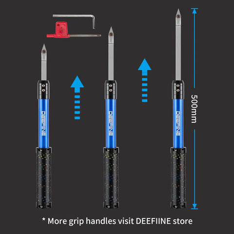 Carbide Tipped Wood Lathe Tools Set With Swan Neck Hollowing Rougher And Finisher Heads Interchangeable Nineteen Point Five Inch Soft Grip