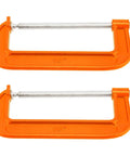 Two Pack 10 Inch C Clamp Set For Woodworking And Metalworking Heavy Duty Cast Iron C Clamp With 8.7 Inch Jaw Opening And 3.7 Inch Throat Depth Durable Orange Finish, front view