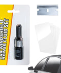 Windshield Chip Repair Kit With Curing Film and 2ml Crack Repair Fluid For SUVs, Trucks, Cars, Sedans shown with components