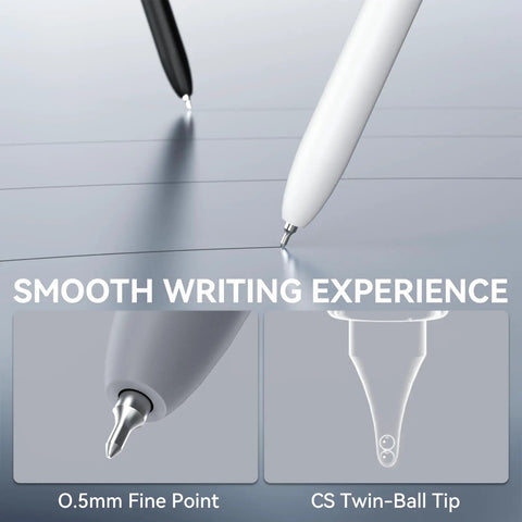 Gel Pens Set Six Pack 0.5mm Quick Dry Ballpoint Pens With Smooth Writing And Soft Grip detail of pen tips on paper