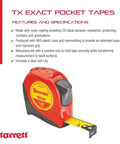Exact Retractable Imperial Pocket Tape Measure With Nylon Coating And Steel Belt Clip Three Quarters Inch Wide By 16 Feet