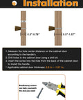 Installation guide for Antique Brass Cabinet Knobs Set 2 Pack with breakaway screws and measuring instructions for cabinet doors.