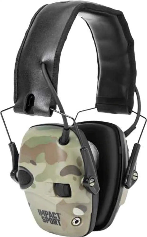 Impact Sport Electronic Shooting Earmuff With Sound Amplification And Noise Suppression, MultiCam, 82 dB Safe Impulse Noise, 22 NRR