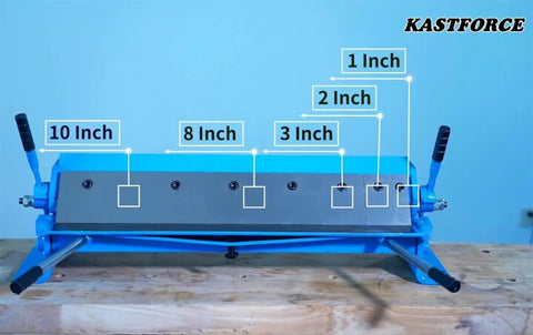 Box And Pan Brake Sheet Metal Folder For 24 Inch Capacity, 20 Gauge Mild Steel, Metal Forming Machine With Five Finger Dies shown