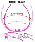 Dimensions of Ultra Lightweight Anti Fog Wrap Around Safety Glasses With Clear Lenses U6 ANSI Z87.1 Scratch Resistant Soft Touch Comfort Fit