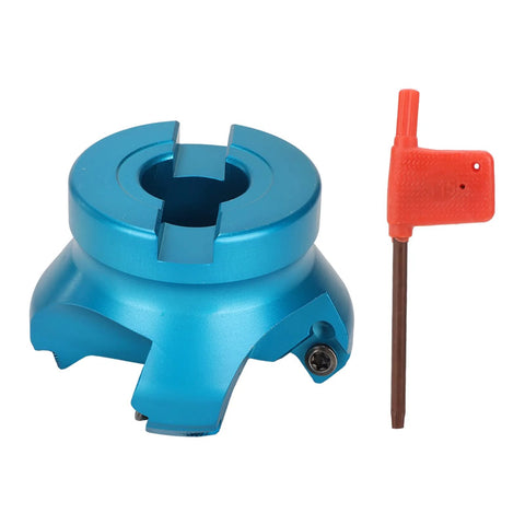 CNC lathe face mill, blue aluminum alloy, four-flute, 2-piece set with red hex wrench