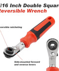 Slack Adjuster Tool Set 5/16 Inch Double Square Reversible Ratcheting Wrench with red ergonomic handle and reversible ratchet head