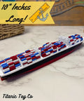 10 Inch Modern Container Ship Model Dope Desk Decor For Your Office Nautical Vibe, Detailed Cargo Vessel Replica That Impresses Logistics Pros And Supply Chain Fans, Realistic Hull With White Bridge And Red Blue Accents, 10-inch resin desk model