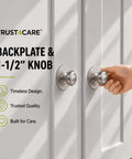 Top Shelf Two Pack Brushed Nickel Bifold Closet Door Knob Backplates Hella Tough Die Cast Zinc Escutcheon Plates for smooth upgrades.