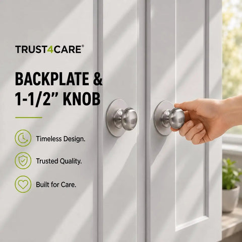 Top Shelf Two Pack Brushed Nickel Bifold Closet Door Knob Backplates Hella Tough Die Cast Zinc Escutcheon Plates for smooth upgrades.