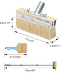 Long Reach Deck Stain Brush With 60 Inch Handle And 7 Inch Wide Head shown with dimensions for easy staining on wood deck fence patio and wall no bending required great for stains paints and sealer