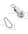 Stainless Steel Dual Bearing Cable Pulley System Block For Hanging Rail Track Roller Heavy Duty And Smooth Operation For Warehouse Factory And Gym Use, 8.7cm