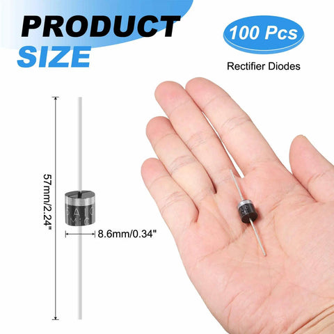 Beefy 6A 1000V Rectifier Diode In R6 Package For Chargers Power Adapters Inverters Motor Drives Industrial Power Supplies And Solar Or UPS Systems With High Current Handling And Reliable Rectification, black 6A10 diode, 57mm